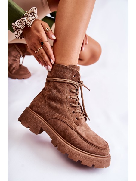 Women's Suede Boots Tied Brown Vanita
