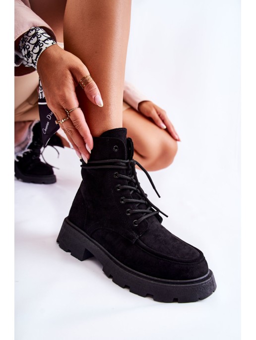 Women's Suede Boots Tied Black Vanita Women's Suede Boots Tied Black Vanita