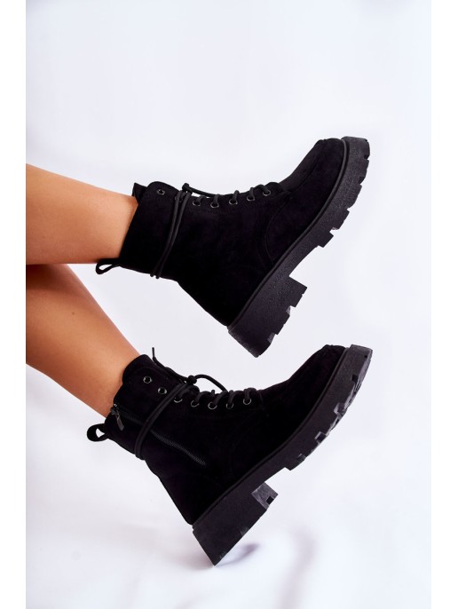 Women's Suede Boots Tied Black Vanita Women's Suede Boots Tied Black Vanita