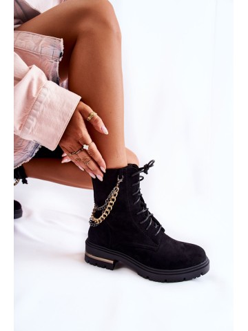 Suede warm boots with a chain Black Sorita 2
