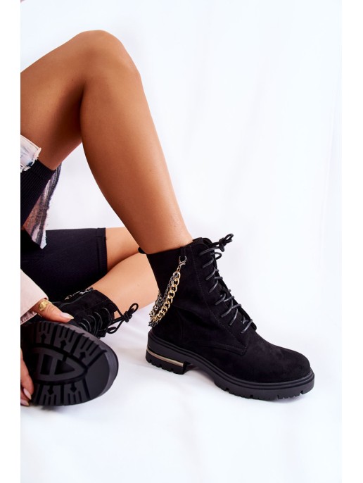 Suede warm boots with a chain Black Sorita Suede warm boots with a chain Black Sorita