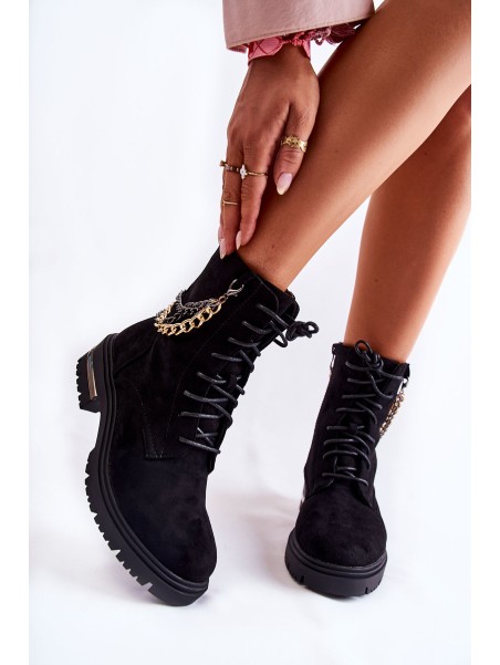 Suede warm boots with a chain Black Sorita