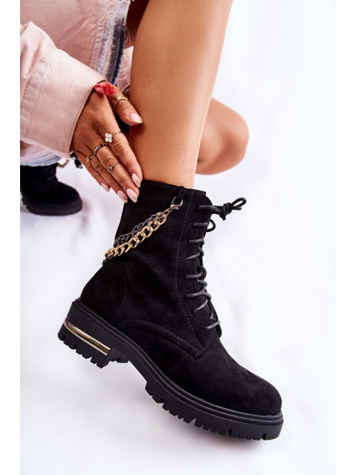 Suede warm boots with a chain Black Sorita Suede warm boots with a chain Black Sorita