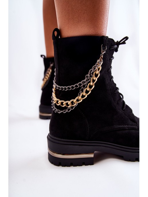 Suede warm boots with a chain Black Sorita Suede warm boots with a chain Black Sorita