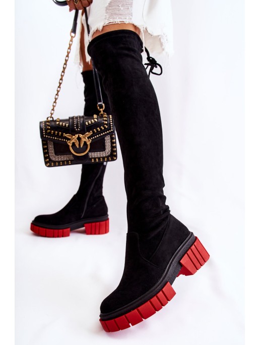 Moteriški zomšiniai darbiniai batai, juodi ir raudoni Cheera Moteriški zomšiniai darbiniai batai, juodi ir raudoni Cheera