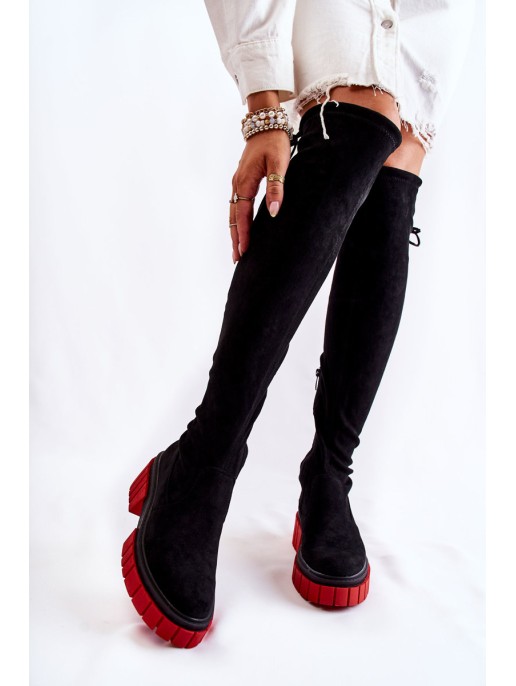 Moteriški zomšiniai darbiniai batai, juodi ir raudoni Cheera Moteriški zomšiniai darbiniai batai, juodi ir raudoni Cheera