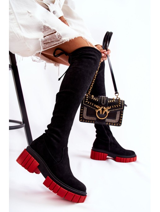 Moteriški zomšiniai darbiniai batai, juodi ir raudoni Cheera Moteriški zomšiniai darbiniai batai, juodi ir raudoni Cheera