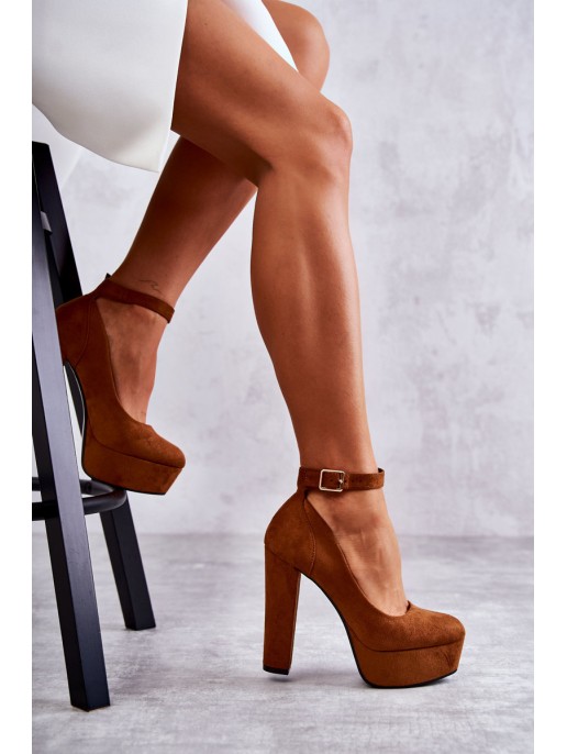 Suede Pumps On The Platform Camel Rivia