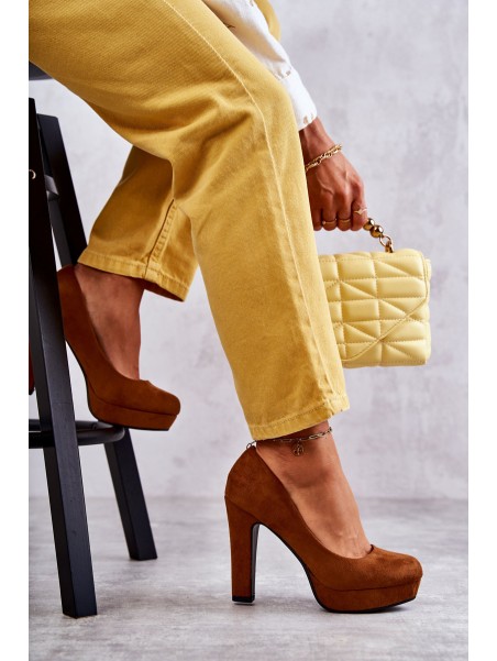 Classic Suede Pumps On Heel Camel Soro