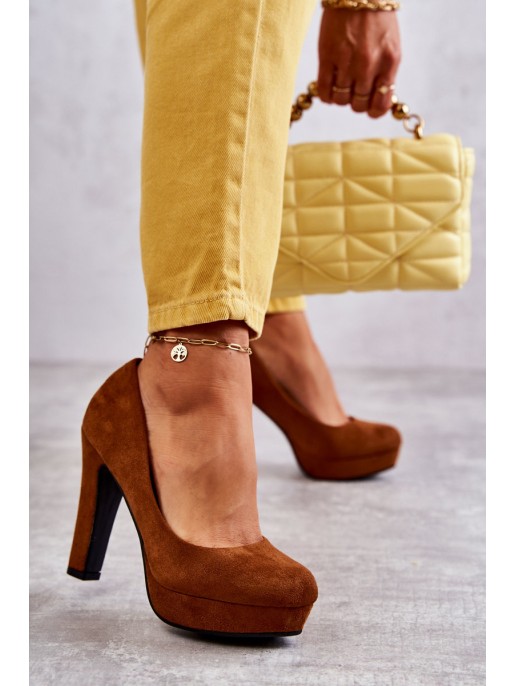 Classic Suede Pumps On Heel Camel Soro