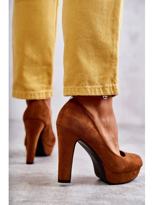 Classic Suede Pumps On Heel Camel Soro