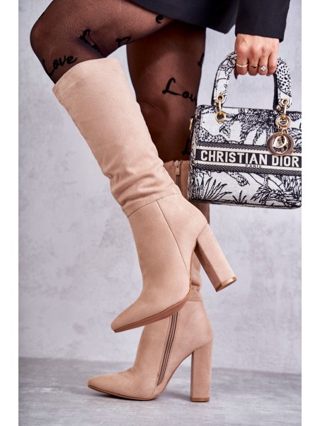 Klasikiniai zomšiniai aukštakulniai batai Tamsiai smėlio spalvos Tressa