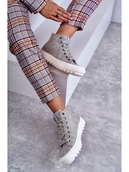 Moteriški sportbačiai Big Star Aukštos Šiltos Pilkos spalvos EE274114