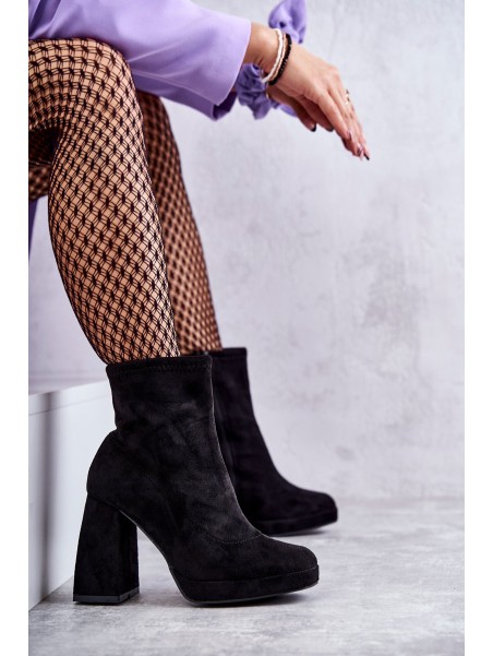 Women's Suede Boots On High Heel Light black Ramira