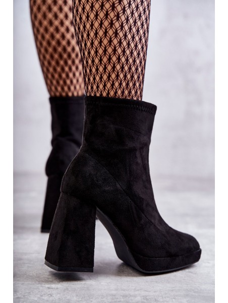 Women's Suede Boots On High Heel Light black Ramira