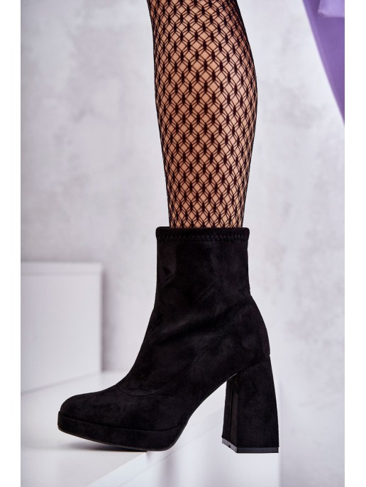 Women's Suede Boots On High Heel Light black Ramira