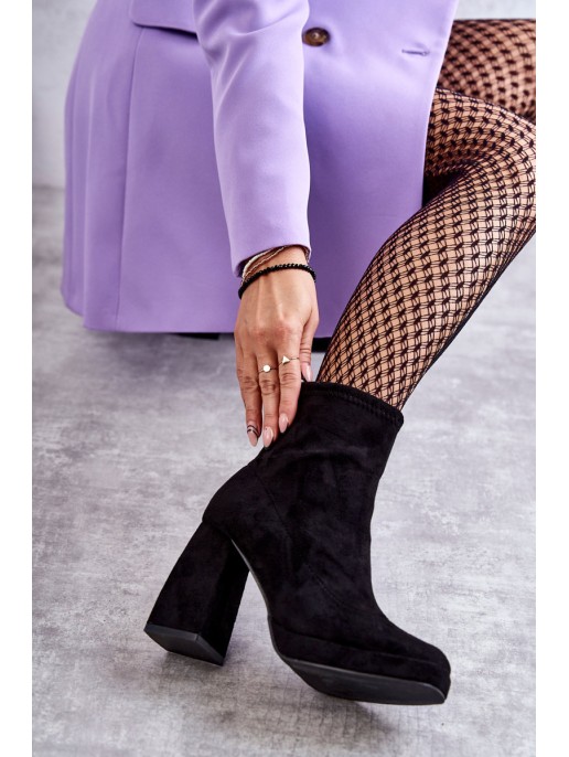 Women's Suede Boots On High Heel Light black Ramira