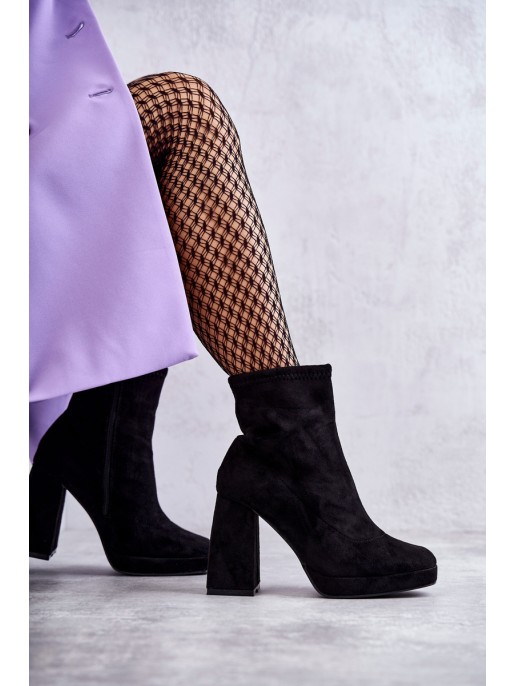 Women's Suede Boots On High Heel Light black Ramira