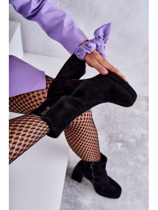 Women's Suede Boots On High Heel Light black Ramira