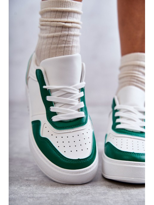 Women's Low Sport Shoes On The Platform White and Green Kyllie
