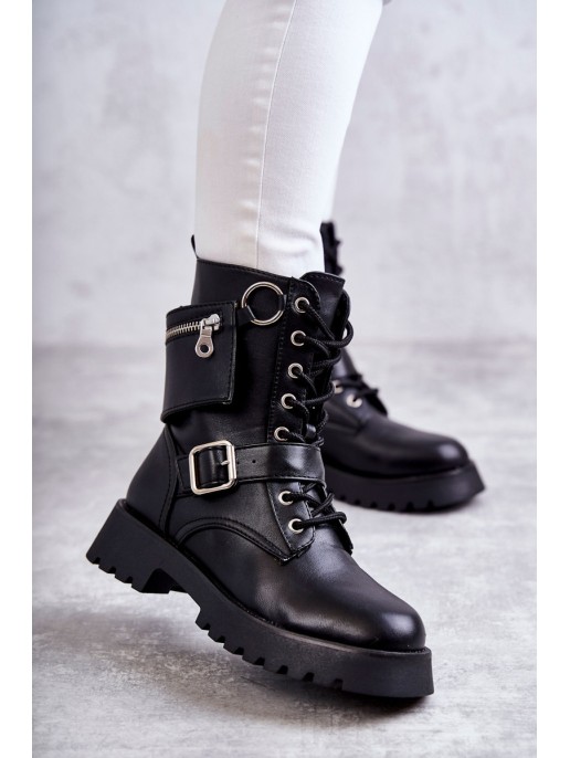 Odiniai batai ant plokščiakulnių Black Marlis