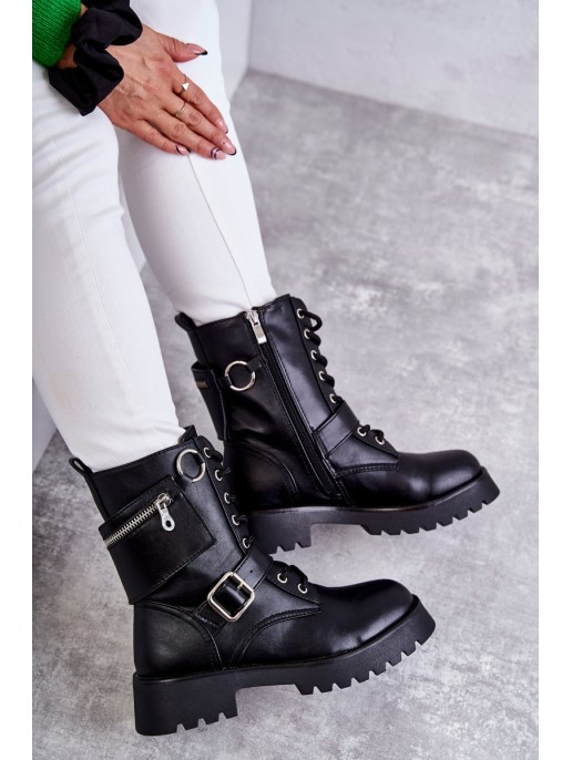 Odiniai batai ant plokščiakulnių Black Marlis