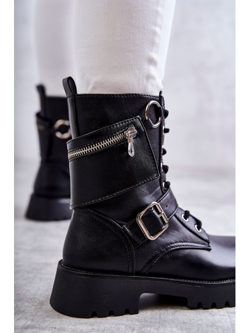 Odiniai batai ant plokščiakulnių Black Marlis