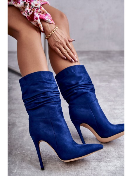 Women's Wrinkled Boots Boots Blue Laguna