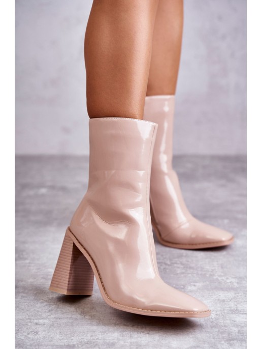 Women's Patent Leather Boots Beige Margit Women's Patent Leather Boots Beige Margit
