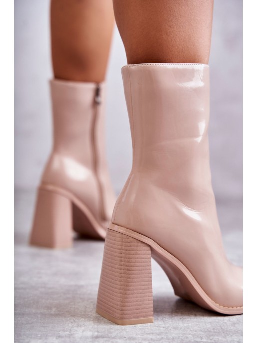 Women's Patent Leather Boots Beige Margit Women's Patent Leather Boots Beige Margit