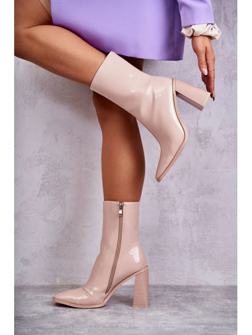 Women's Patent Leather Boots Beige Margit Women's Patent Leather Boots Beige Margit