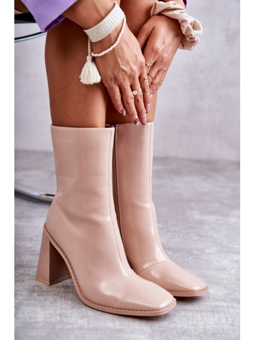 Women's Patent Leather Boots Beige Margit Women's Patent Leather Boots Beige Margit