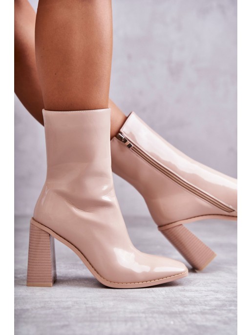 Women's Patent Leather Boots Beige Margit Women's Patent Leather Boots Beige Margit