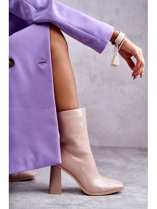 Women's Patent Leather Boots Beige Margit Women's Patent Leather Boots Beige Margit