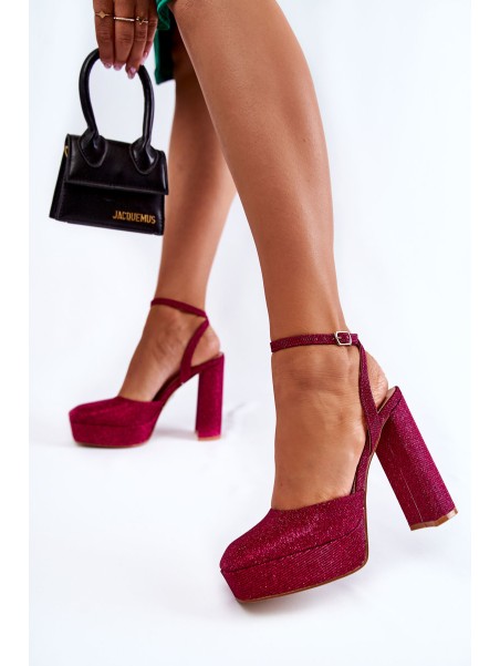 Women's Sandals Glitter On a Heel Dark pink Rosel