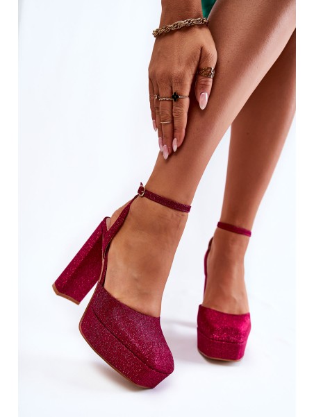 Women's Sandals Glitter On a Heel Dark pink Rosel