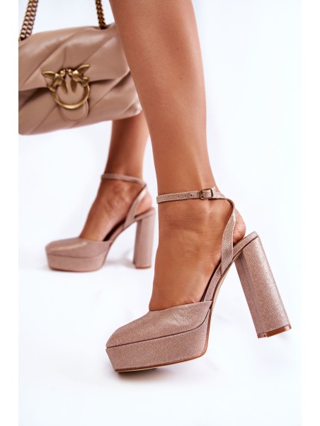 Women's Sandals Glitter On a Heel golden Rosel