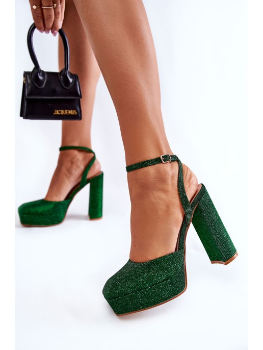 Women's Sandals Glitter On a Heel Green Rosel