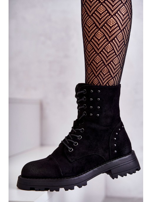Suede Boots With Studs Black Palmira
