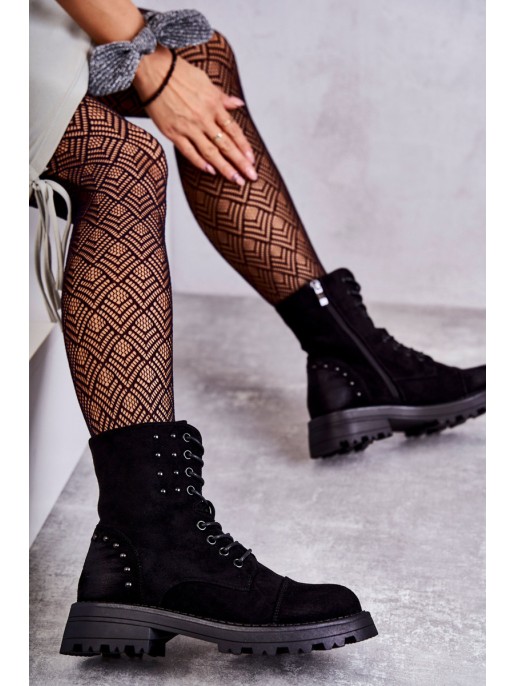 Suede Boots With Studs Black Palmira