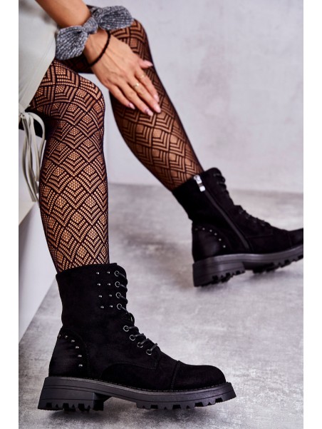 Suede Boots With Studs Black Palmira