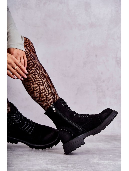 Suede Boots With Studs Black Palmira