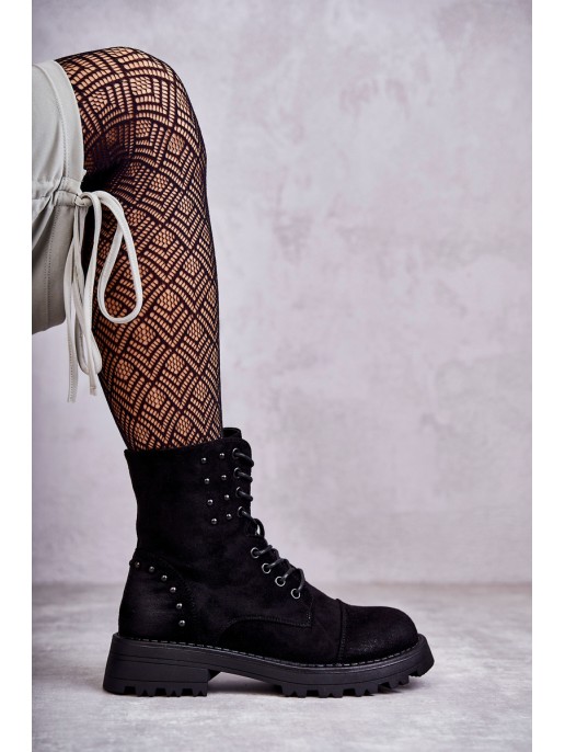 Suede Boots With Studs Black Palmira