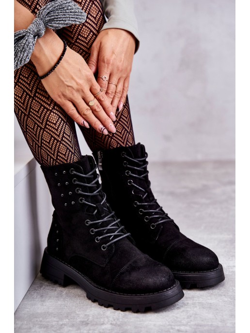 Suede Boots With Studs Black Palmira