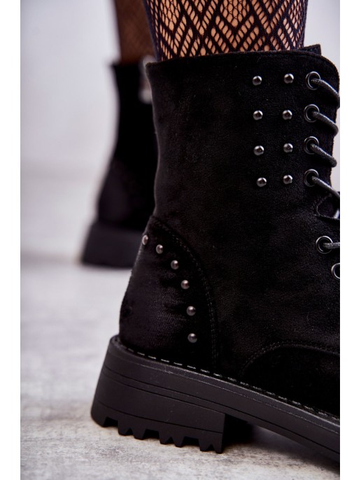 Suede Boots With Studs Black Palmira