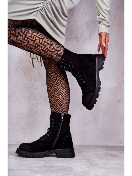 Suede Boots With Studs Black Palmira