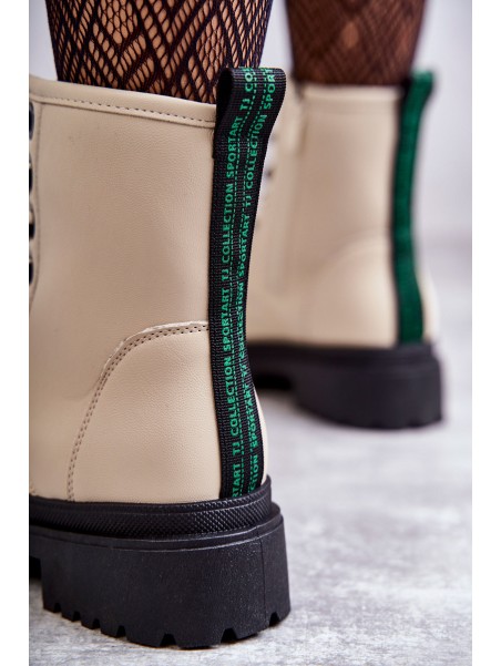 Women's Leather Boots Workers Light Beige Denila