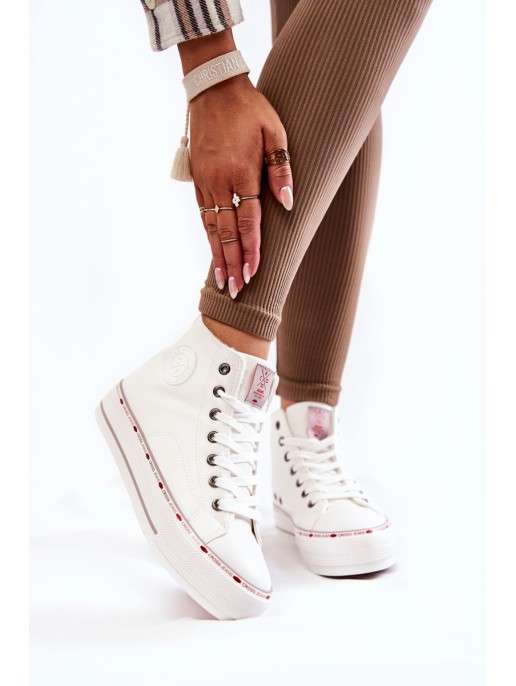 Women's High Warmed up Sneakers Cross Jeans KK2R4044C White