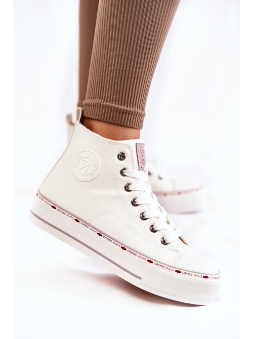 Women's High Warmed up Sneakers Cross Jeans KK2R4044C White