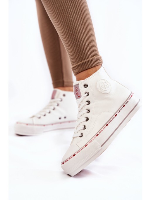 Women's High Warmed up Sneakers Cross Jeans KK2R4044C White